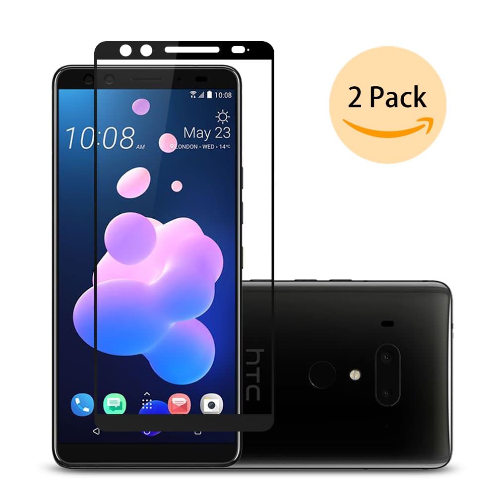 HTC U12 Plus Screen Protector,Laerion[Strengthen Twice Version][2 Pack] Full Adhesive Coverage Tempered Glass Screen Protector with 9H Anti Scratch HD Bubble Free Protective Film for HTC U12+