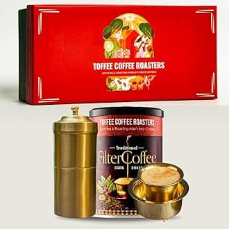 Toffee Coffee Roasters | South Indian Filter Coffee Gift Hamper| FC + Brass Dabara Set + Brass Coffee Maker | Corporate Bulk Gifting |Gift