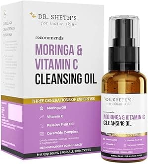 Moringa & Vitamin C Face Cleansing Oil | For Deep Pore Cleansing | Removes Makeup & Impurities, Hydrates | Suits All Skin Types | Men & Women | 50 mL