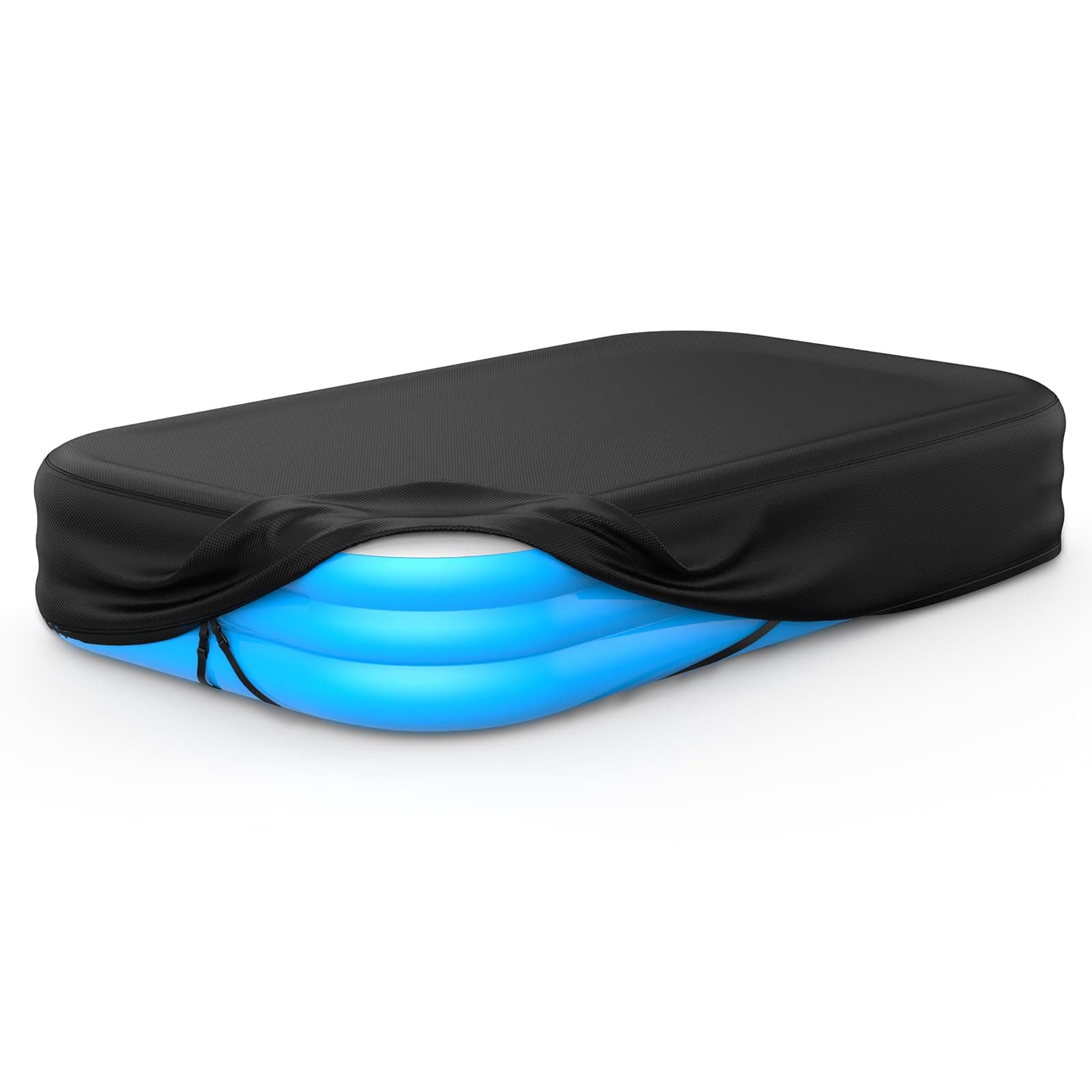 Rectangular Pool Cover for Inflatable Pool, Fits Blow Up Pool Size 120" L x 72" W, Built-in Elastic Band and Extra Buckle to Prevent Slipping, Rectangle Above Ground Swimming Pool Cover