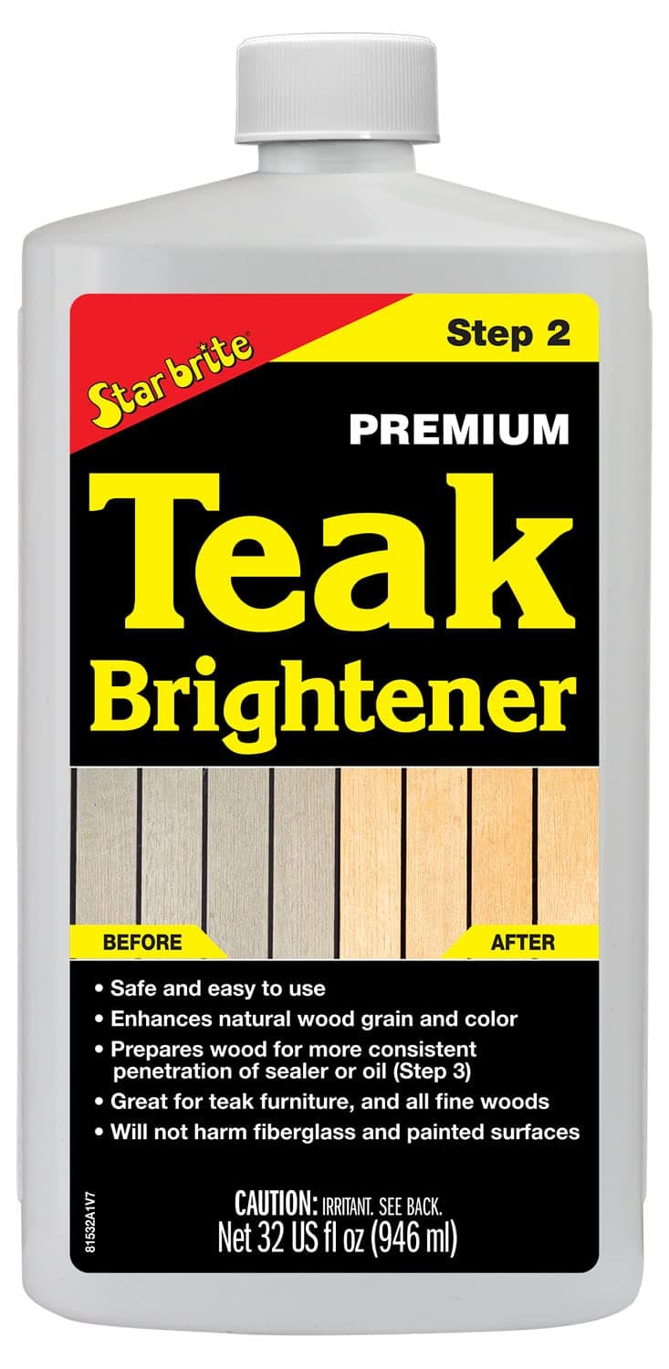 Premium Teak Brightener - Enhances Natural Wood Grain & Restores Tone & Color While Preparing for a More Consistent Application of Teak Oil, Sealer or Stain