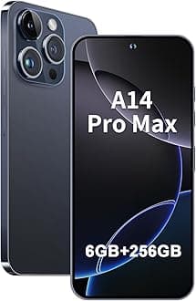 14 Pro Ma x Unlocked Android Phone 6GB+256GB Cell Phone 6.8-inch HD Screen Unlocked Phone 6800 mAh Large Battery 24MP+50MP Camera Smartphone 5G Dual SIM (Navy Blue)