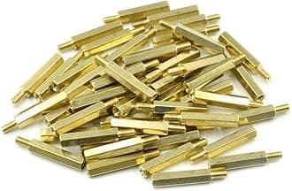 HxchenM3 x 20mm + 6mm Male to Female Thread Brass Hexagon Hex Standoff Spacer Pillars - (50 Pcs)
