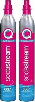 SodaStream - 2 x CO2 Cylinder for Sparkling Water Maker, Quick Connect Gas System, Makes 60 litres Fizzy Drinks, Compatible with Terra, Duo and Art, Reduce Plastic Waste, Pink