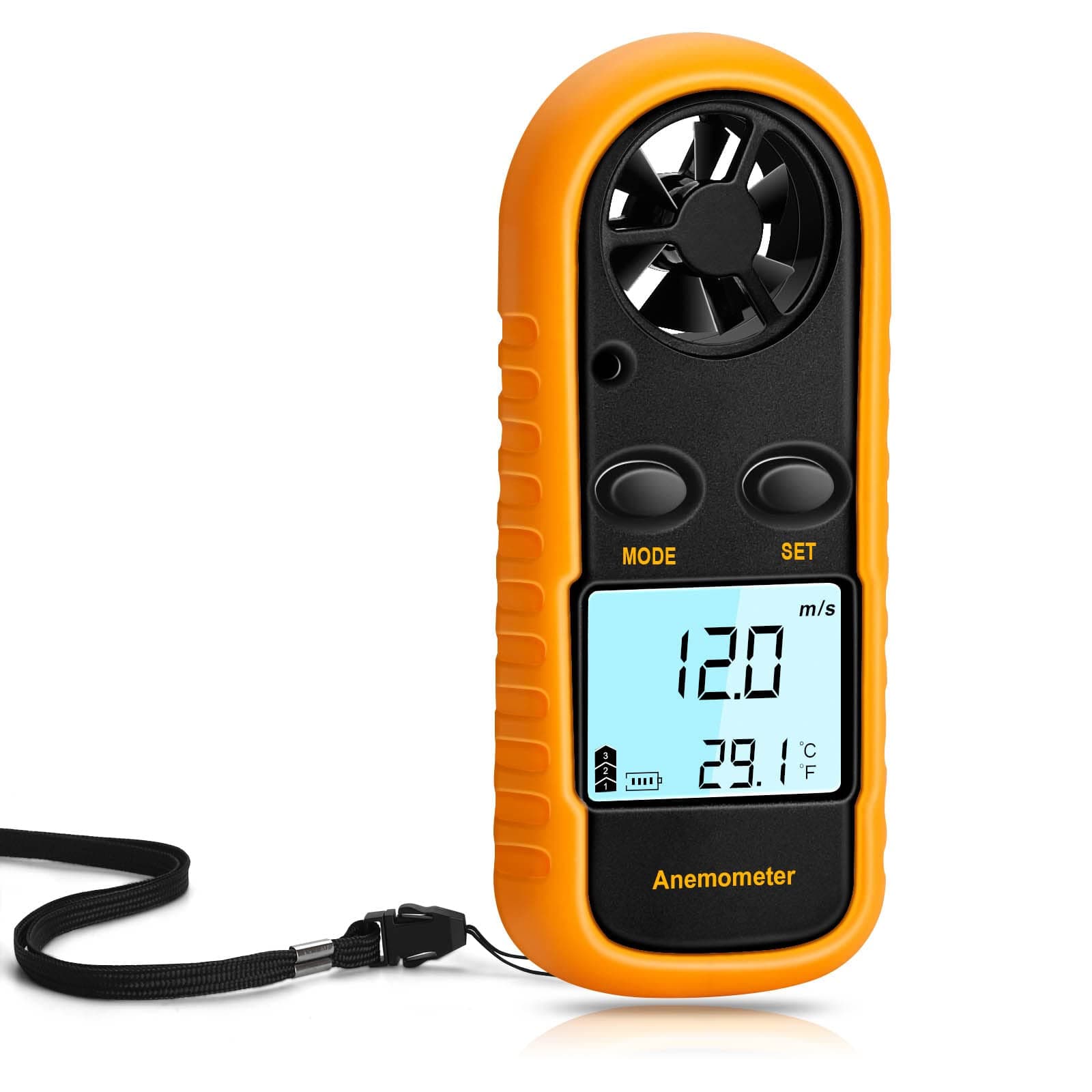 Anemometer Handheld, Light Weight Digital Wind Speed Meter, Wind Speed Temperature Gauge with Digital LCD Display for Kite Flying, Meteorology, Fishing, Surfing