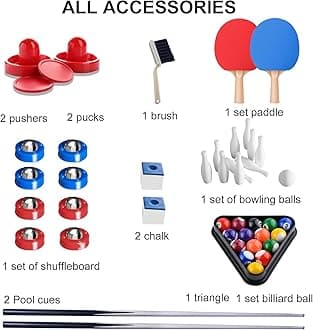 HLC 54" 5-in-1 Folding Game Table for Adults | Heavy-Duty Steel Frame, Full Accessories Kit, Space-Saving Fold Design | Game Room, Basement & Party Entertainment Center