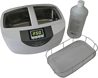 iSonic® Ultrasonic Brass and Gun Cleaner P4820-WSB25 with 25 min. Timer, Heater and Stainless Steel Wire Mesh Basket, Brass Cleaning Solution Concentrate 1QT