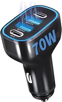 USB C Car Charger, 4 Ports 70W [ PD 30W&QC3.0] Super Fast Mini Car Charger Adapter, USB Car Charger Compatible with iPhone 14 Pro Max/Pro/Samsung Galaxy 22/Google Pixel, Cigarette Lighter USB Charger