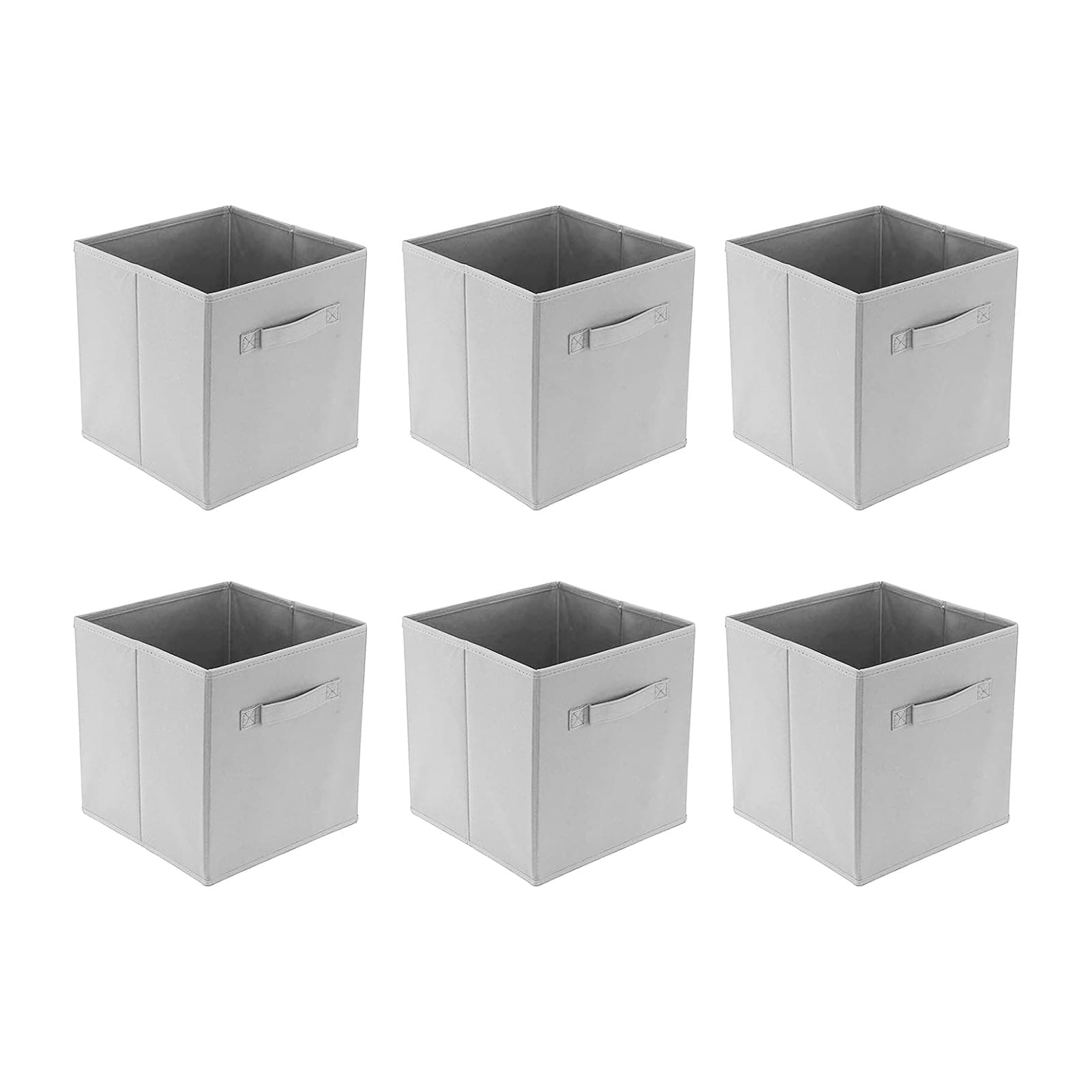 6 Pack Fabric Foldable Storage Box Collapsible Folding Box Cubes Organizer Grey