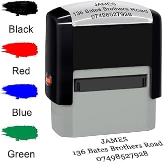 Personalised Stamp 38x14mm Custom Self-Inking Business Address Rubber Stamps Up to 3 Lines-4 Color and Font Choices