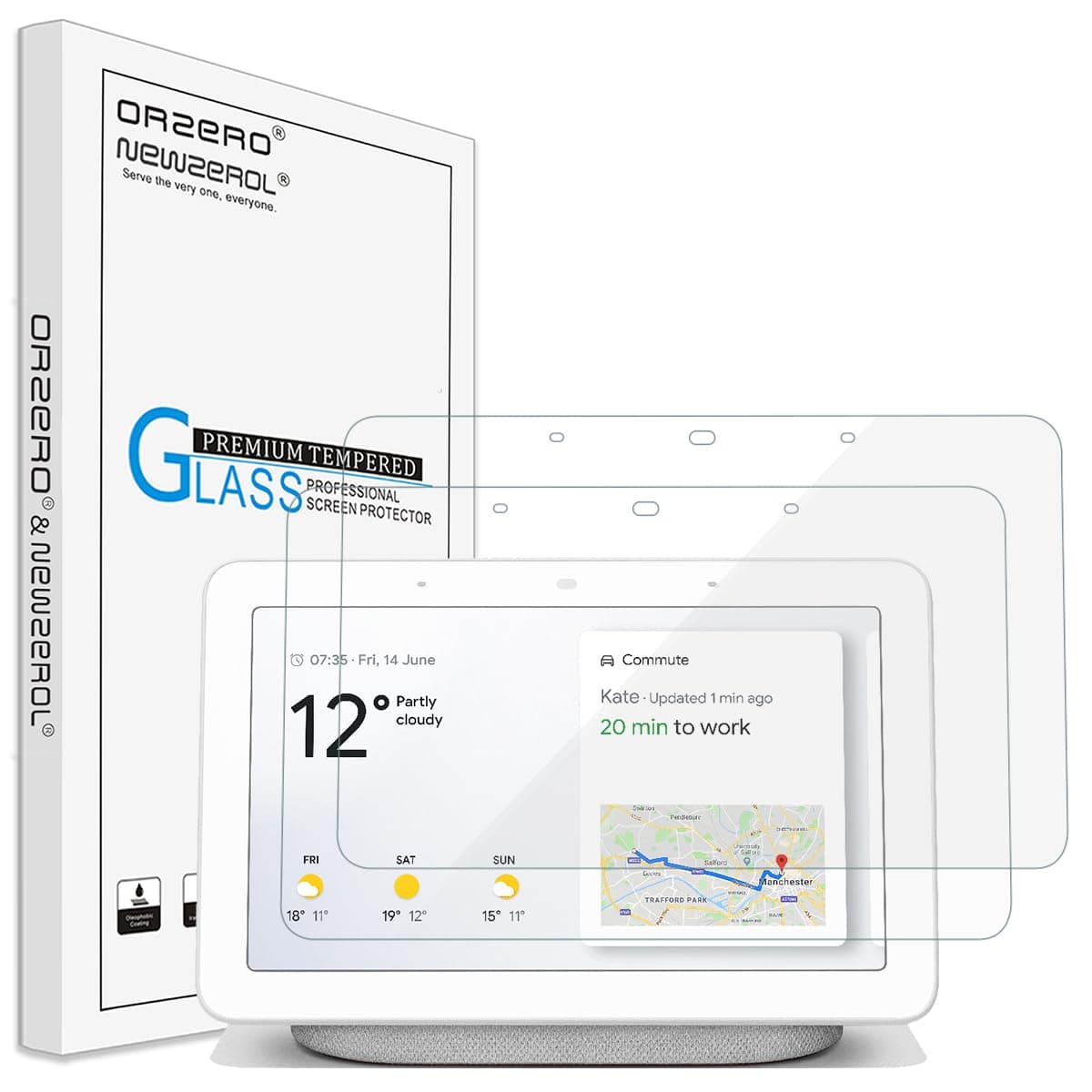 (2 Pack) Tempered Glass Screen Protector Compatible for Google Home Hub/Nest Hub 7 Inch, 9 Hardness HD Anti-Scratch Full-Coverage