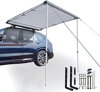 DANCHEL OUTDOOR Car Awning 4.9x8.2ft Roof Rack Pull-Out Sun Shelter Canopy, Waterproof 4x4 Vehicle Side Overland Awning Camping, Gray