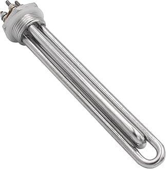 DERNORD 1" NPT Fitting Dual U Shape 12V 600 Watt Immersion Heater Submersible Water Heater Element Stainless Steel Heating Element