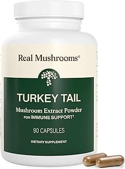 Real Mushrooms Turkey Tail Capsules – Organic Mushroom Extract for Wellness & Daily Rhythm – Vegan, Non-GMO, No Fillers Turkey Tail Extract – 90 Count Mushroom Supplement