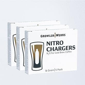 GrowlerWerks Nitro N2O Chargers, 15-Pack, silver