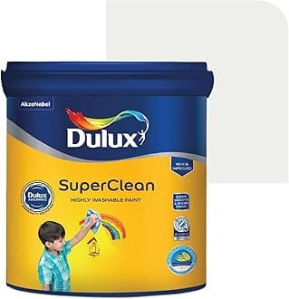 Dulux SuperClean Interior Emulsion Paint For Walls | Soothing Sheen & Rich Finish | Washable & Easy To Clean | Water Based Durable Paint (10L, White on White)