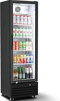 BODEGACOOLER Commercial Beverage Refrigerator with Glass Door,12.5 Cu.Ft Display Merchandiser Drink Refrigerator,Upright Commercial Bar Fridge,Display Drink Cooler,Soft LED Light,Romovable Shelves