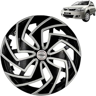 PRIGAN Wheel Cover for Mahindra VERITO 14 Inch Black Silver Wheel Cap (Available in 13,14 Inch) (Set of 4 Pcs) (Press Fitting) Model- Spider BS-14