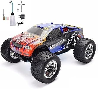 1/10 Nitro RC Truck for Adult RTR 80KM/H Fast Nitro Gas Power Car High Speed Off Road Climbing Vehicle Gas-Engine 4WD Remote Control Truck Hobby Racing, Oil-Powered Short Course Rally Crawler