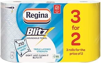 12 Rolls of Regina Blitz Kitchen Roll, Paper Towels, Supplies Wholesale Job Lot by Regina