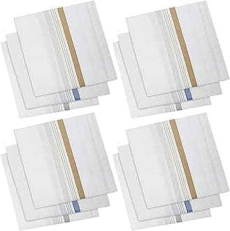 Kuber Industries Premium Cotton Handkerchief Set for Men & Boys - Pack of 12 with White Border