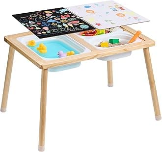 VEVOR Sensory table for Toddlers and Kids, Featuring 3 Foldable Storage Bins & Double-Sided Board, Indoor/Outdoor Play Sand and Water
