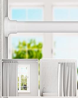 ALLZONE Shower Curtain Rod Tension No Drill, 42-83 Inches,Heavy Duty Tension Curtain Rod, Rustproof Shower Rods for Bathroom, Adjustable Spring Tension Rods for Windows,White