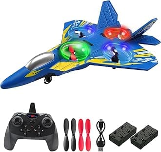 jaming V17 Foam Remote Control Airplanes, 2.4Ghz RC Planes Jet Fighter with Light,360° Flip, Stunt Roll,Toys Drone for Adults Kids 6-12 8-12,Gifts for Kids Boys Hobby Rc Airplanes(V17-2 Battery)