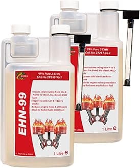 HYDRA EHN-99, 2-Ethylhexyl-Nitrate 99% Pure 2 EHN Performance Enhancer Cetane Booster Diesel Treatment Additive 2x 1L Treats up to 2000L