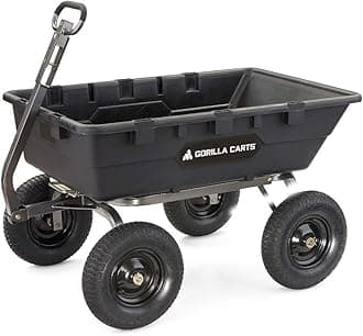 Gorilla Carts GOR10-16 Super Heavy Duty Poly Dump Cart, 1,500-pound Capacity, Black