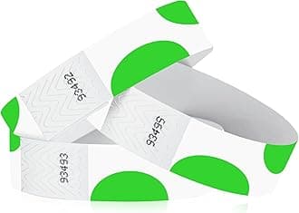 500 WristCo Green Half Circles Tyvek Wristbands for Events - Comfortable Tear Resistant Paper Bracelets ID Wrist Bands for Concerts Festivals Admission Party Identification