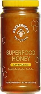 Superfood Honey by Beekeeper's Naturals - Bee Pollen, Royal Jelly, Propolis, Honey - Natural Energy, Immune Support, Mental Clarity, Athletic Performance (11.6 oz)