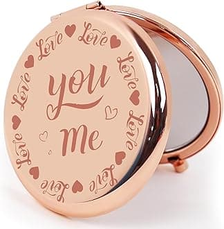 Compact Mirror Round 2.6” Metal Double Sided 1X/2X Engraved Pocket Mirror Gifts for Women Mom Wife Sister Daughter Niece Granddaughter (RGCn02)