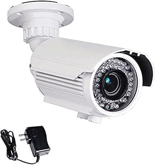 VideoSecu Zoom 700TVL Built-in 1/3'' Effio CCD Bullet Security Camera High Resolution Day Night Outdoor 42 IR Infrared LEDs Varifocal Lens Camera for CCTV DVR with Free Power Supply A09