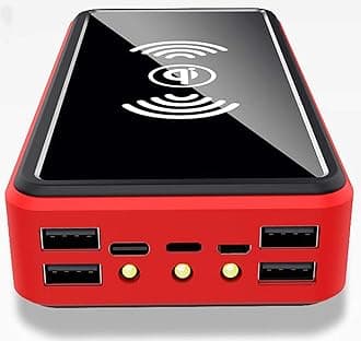 CDBK Solar Charger 100000mAh, Wireless Solar Power Bank with 4 USB Output 3 LED Flashlight and 10W Wireless charging, Waterproof External Battery Pack Solar Phone Charger for Camping Hiking Emergency