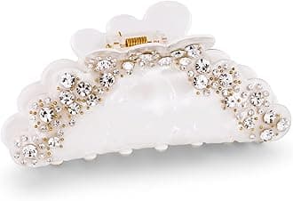 LILIE&WHITE Ivory Acrylic Butterfly Hair Clip with Shinny Rhinestones, Medium Size, Hair Clip for Women