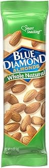 Blue Diamond Almonds, Whole Natural Flavored Snack Nuts, Single Serve Bags (1.5 Oz. Tubes, Pack of 12)