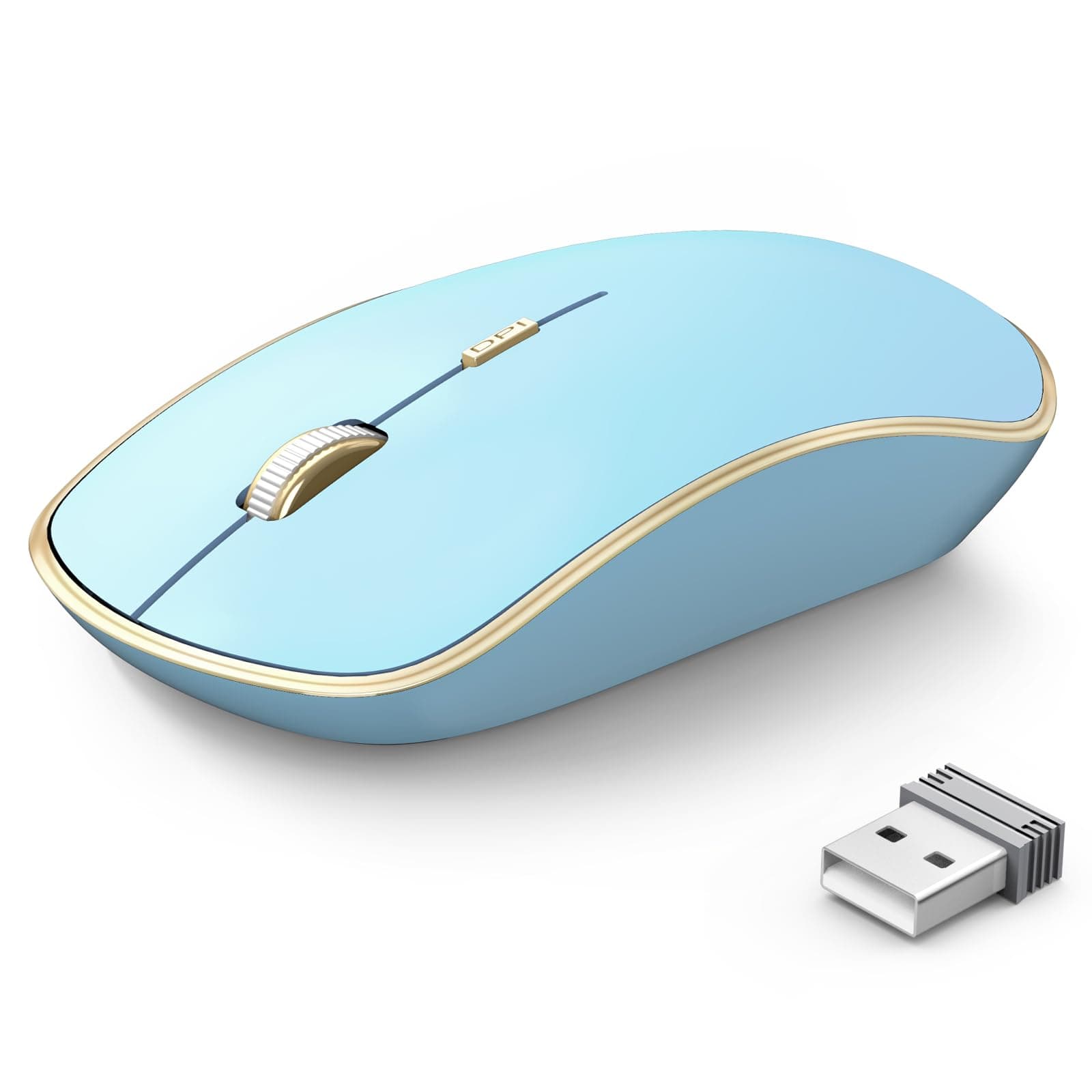 JOYACCESS J Wireless Mouse for Laptop, Portable Computer Mouse Wireless with 5 Adjustable DPI Levels, Silent Mouse for Notebook, MacBook, Chromebook, PC (Blue)