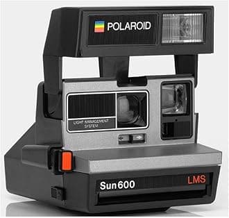 Polaroid 600 Sun600 LMS Built-in Flash Instant Film Camera with Strap for Instant Photography (Silver and Black)