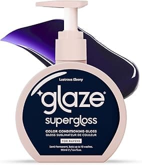 Glaze Supergloss Color Conditioning Gloss With Dispensing Pump – Hydrating Semi-Permanent Color Hair Gloss & Shine Boost – Vegan, Cruelty-Free – 6.4 fl oz - Lustrous Ebony - Blue Black