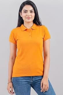 Womens Polo Collar Neck T-Shirt Top (Design: Solid)