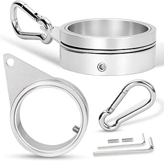 BONWIN 2" Large Flag Pole Rings, 2 Pcs Aluminum Alloy Spinning Flag Pole Ring Clips Swivels, 360° Rotating Anti Wrap Flagpole Ring Hardware with Stainless Steel Carabiners for 1.6-2" Diameter