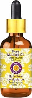 Deve Herbes Pure Mustard Oil (Brassica juncea) with Glass Dropper Cold Pressed 50ml (1.69 oz)