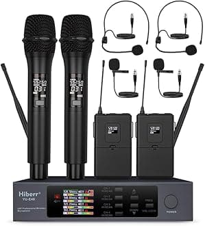 - Wireless Microphone System, 4 Channels Adjustable UHF Wireless Microphone Metal Shell Vocal Wireless Mic for Church, Party, Singing, SpeechYU-E40HB Cordless Microphone