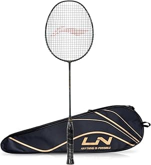 Li-Ning G-Force Superlite Max 10 Carbon Fibre Badminton Racket with Free Full Cover(80 Grams, 28 Lbs) (DK Grey/Gold/Teal)