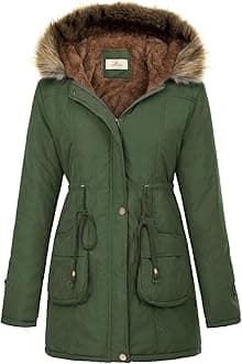 GRACE KARIN Women's Winter Coats Fleece Parkas Anoraks Hooded Military Jacket Coats