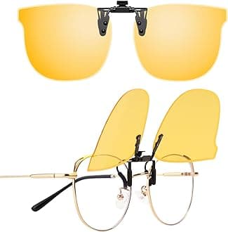 Night Driving Glasses Clip On | Polarized Anti Glare Night Vision for Men & Women | Over Prescription Glasses to Reduce Headlight Glare and Brighten Vision