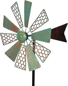 Viveta Wind Spinners Outdoor,13”Kinetic Wind Spinner Metal Vintage Windmill for Outdoor Garden Patio Yard Decor,Green