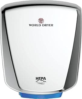 Q-972A VERDEdri Commericial Hi-Speed Quick-Dry Surface-Mounted ADA Compliant Hand Dryer, Stainless Steel Cover Polished, Universal Voltage 110-240V
