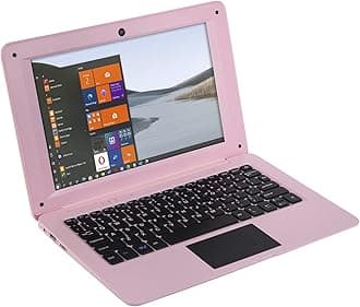 Windows 10 Portable Computer Laptop Mini 10.1 Inch 32GB Ultra Slim and Light Netbook Intel Quad Core PC HDMI USB Netflix YouTube for Children (Pink)